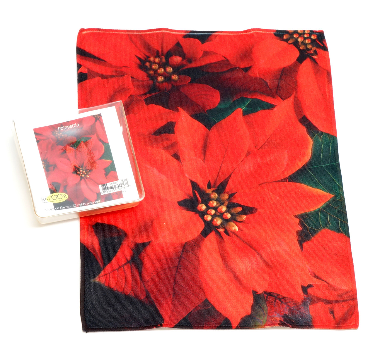 Holiday Christmas Theme Cleaning Cloth, Poinsettia