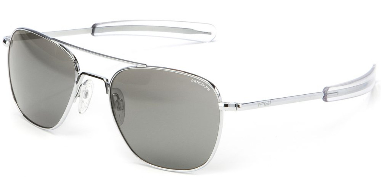 Randolph Designer Sunglasses Aviator AF155 in Bright Chrome with Polarized Gray Lens