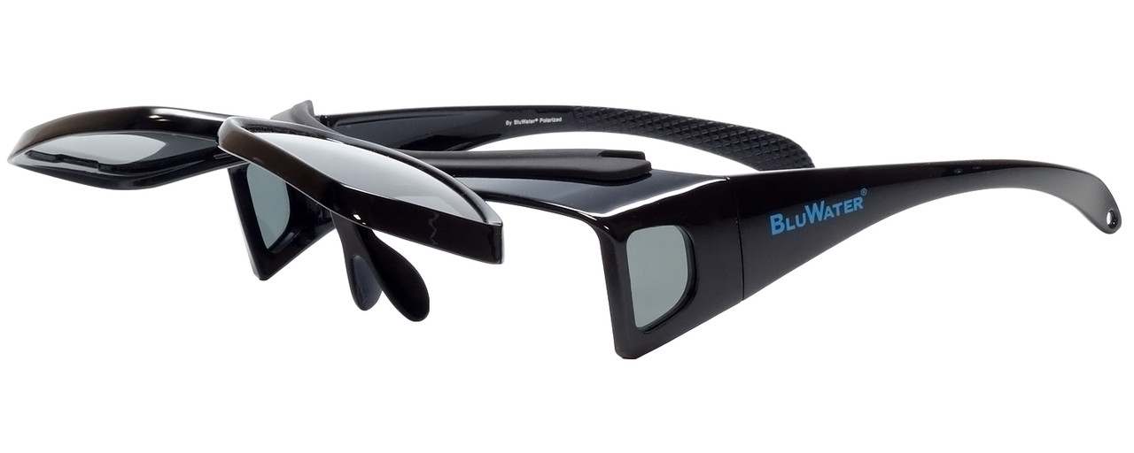 BluWater Polarized Flip-It-GR Fitover Sunglasses in Black