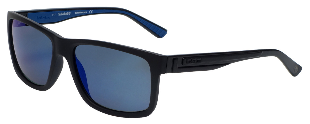 Timberland TB9096-02D Designer Polarized Sunglasses in Matte Black with  Blue Flash Lens - Polarized World