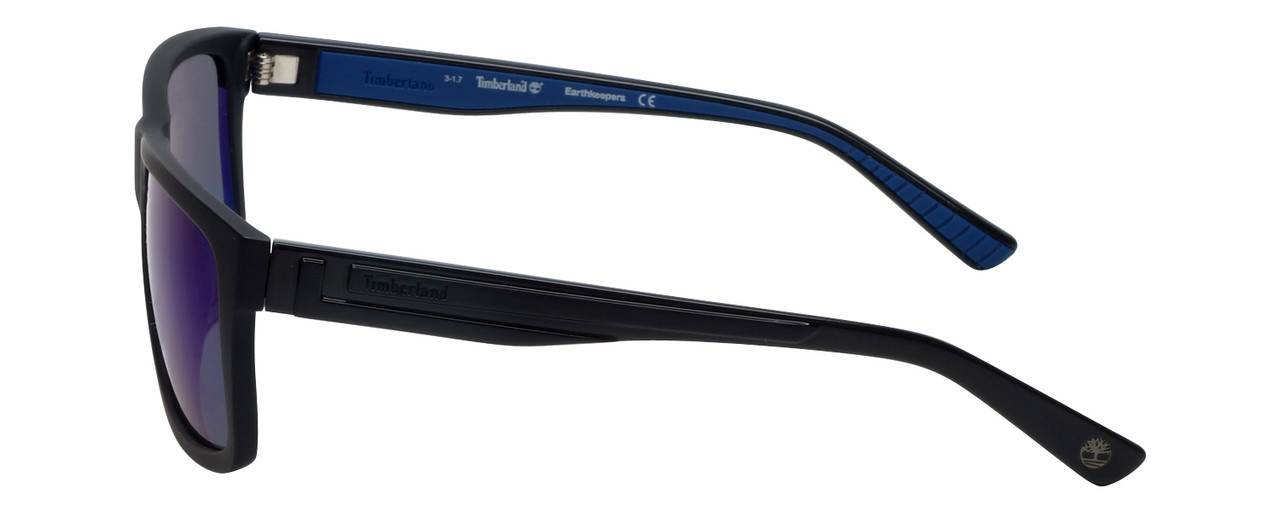Timberland TB9096-02D Designer Polarized Sunglasses in Matte Black with Blue Flash Lens
