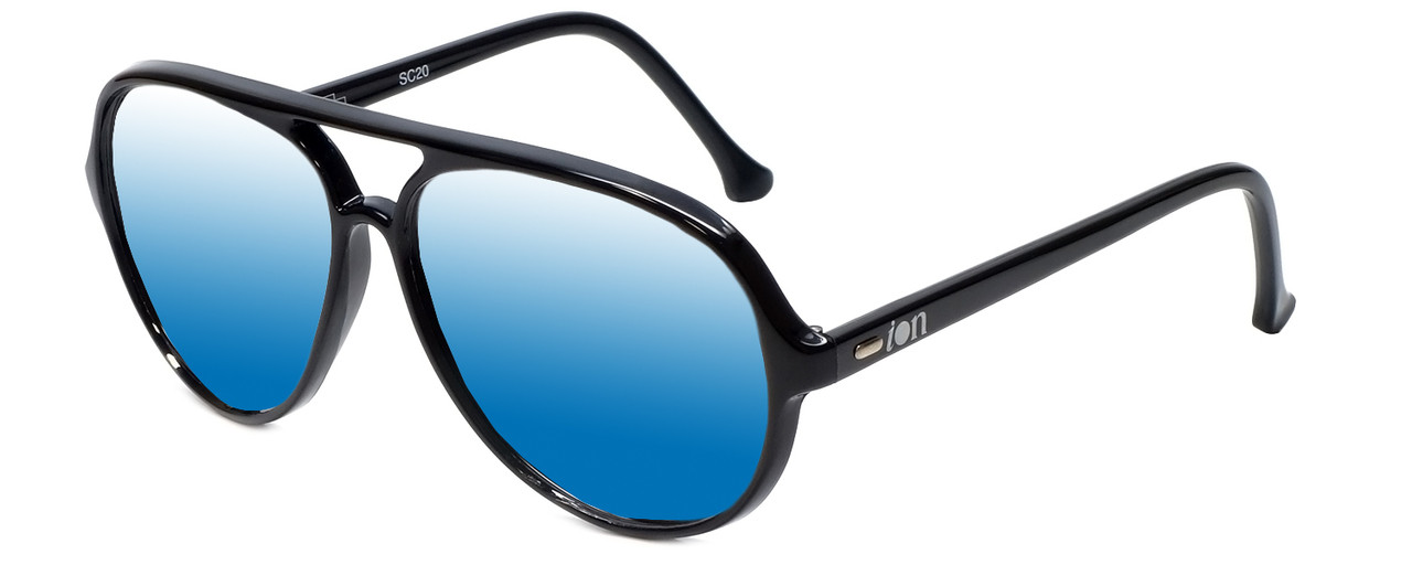 Ion SC20 by Bolle Aviator Sunglasses in Black with Polarized Blue Mirror Lens