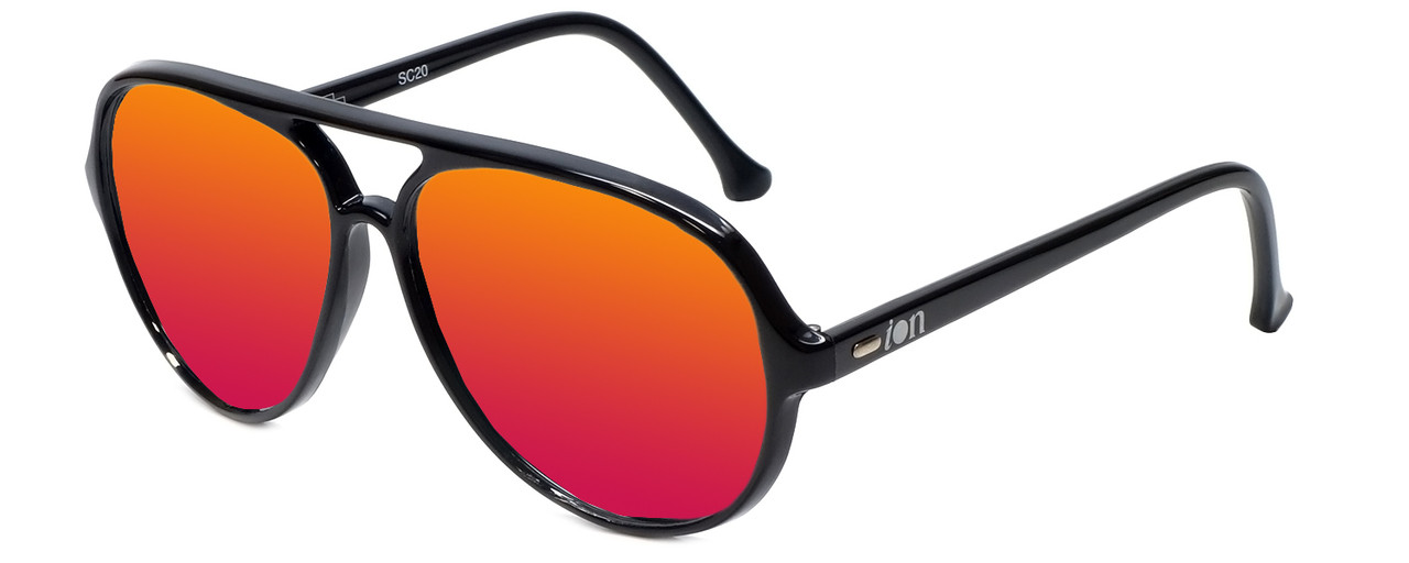 Ion SC20 by Bolle Aviator Sunglasses in Black with Polarized Red Mirror Lens