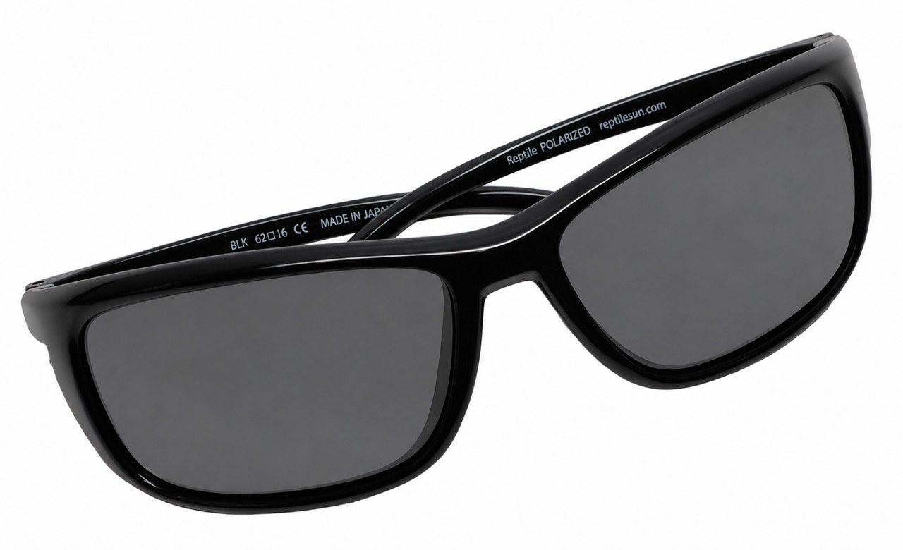 Top  View of Reptile Designer Polarized Sunglasses Whiptail in Black with Grey Lens (Whiptail-BIC) 