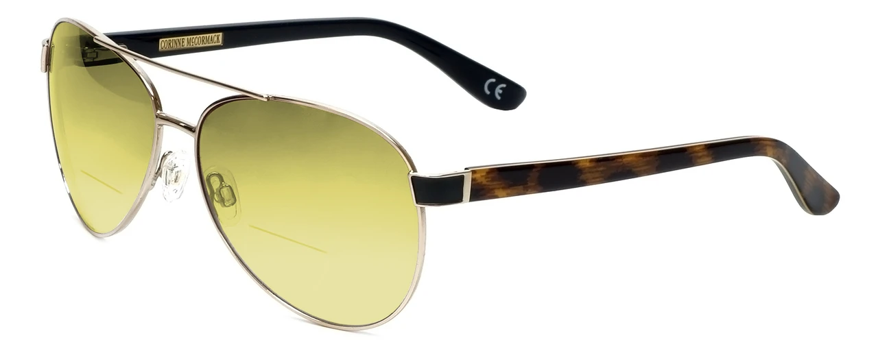 Corinne McCormack Designer Polarized Bi-Focal Sunglasses Water Mill in Gold 59mm