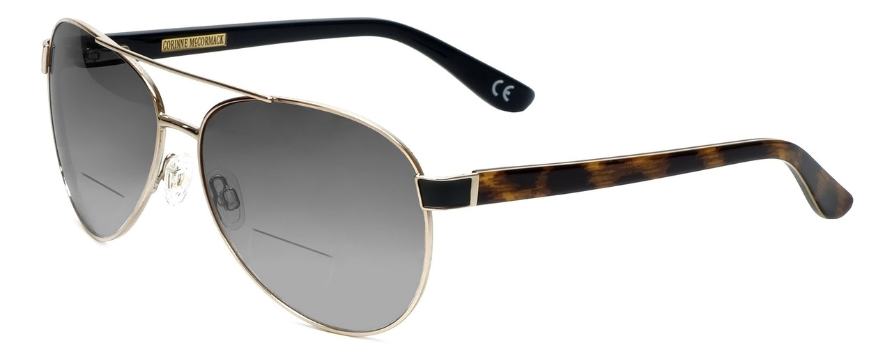 Corinne McCormack Designer Polarized Bi-Focal Sunglasses Water Mill in Gold 59mm