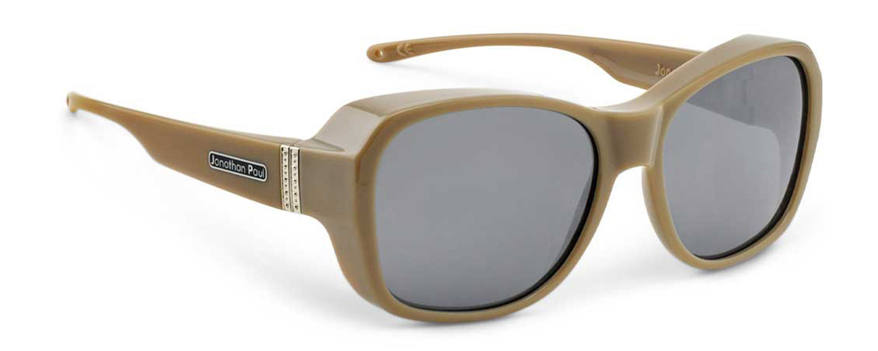 Jonathan Paul Fitovers Timeless Large Polarized Sunglasses Tan Pearl Gold&Grey