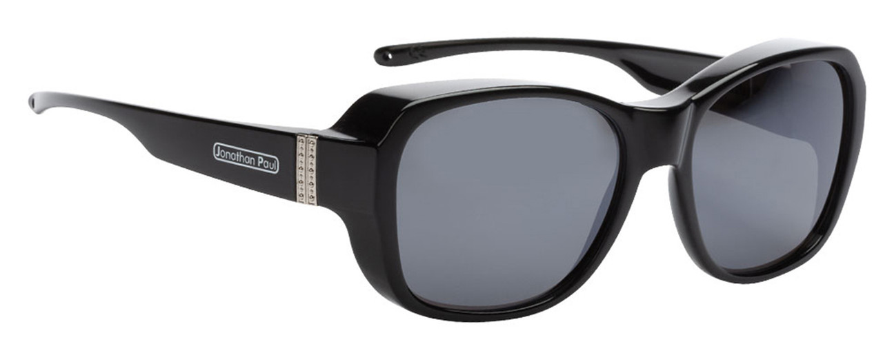 Jonathan Paul Fitovers Timeless Large Polarized Over Sunglasses Shiny Black&Grey