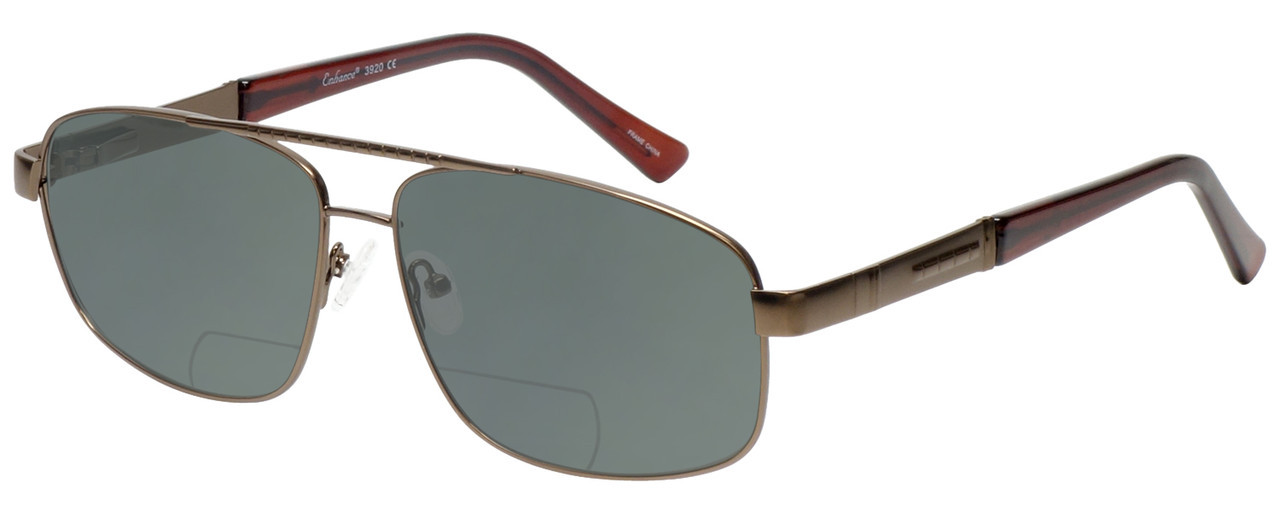 Profile View of Enhance EN3920 Designer Polarized Reading Sunglasses with Custom Cut Powered Smoke Grey Lenses in Matte Coffee Brown Mens Square Full Rim Metal 59 mm