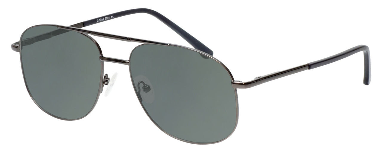 Profile View of Jubilee J5801 Designer Polarized Sunglasses with Custom Cut Smoke Grey Lenses in Gunmetal Black Mens Pilot Full Rim Metal 58 mm