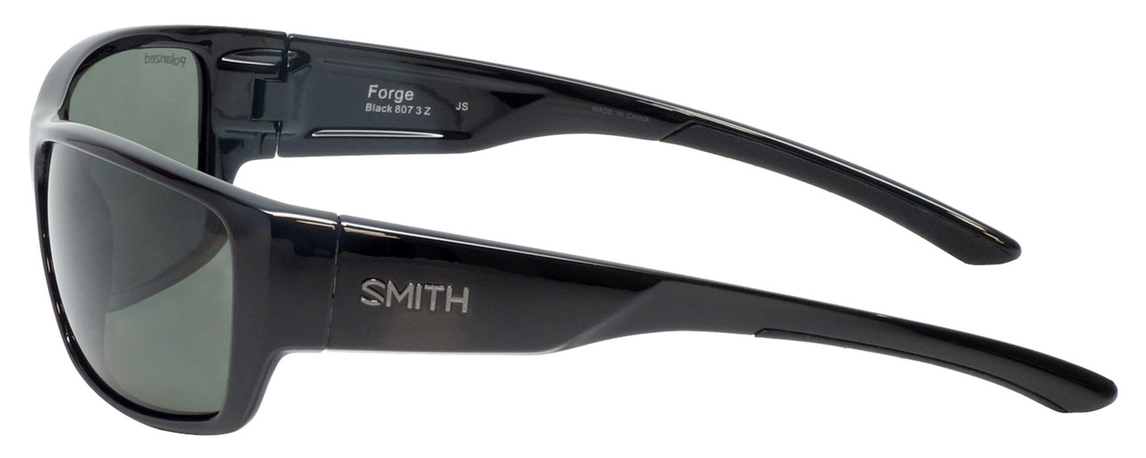 Side View of Smith Optics Forge Sport Sunglass Gloss Black/Carbonic Polarized Grey Green 63mm