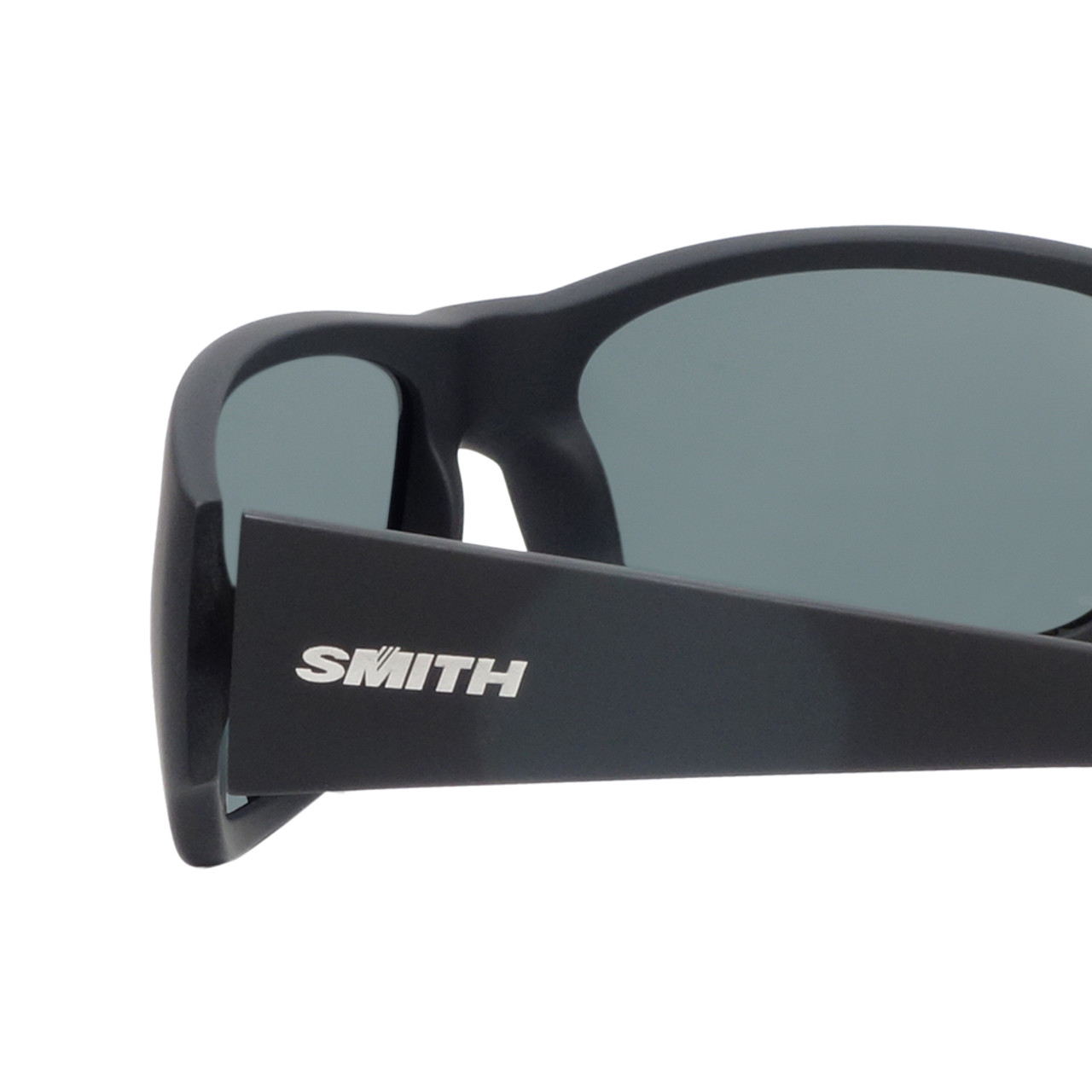 Close Up View of Smith Optics BAUHAUS Mens Classic Sunglass Matte Black/Polarized Smoke Grey 59mm