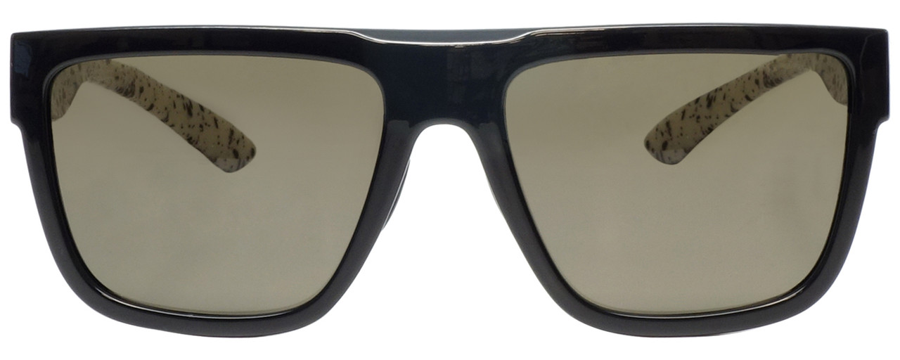 Front View of Smith COMEBACK Sunglasses Black White Canvas Splatter/Polarized Grey Green 58 mm