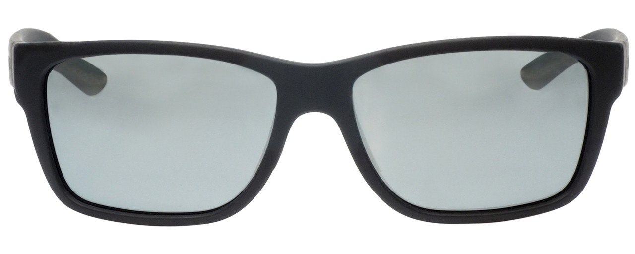 Front View of Smith WOLCOTT Square Sunglasses Matte Black/Polarize Platinum Silver Mirror 58mm