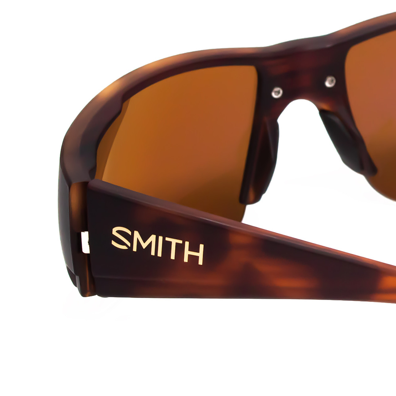Close Up View of Smith CAPTAINS CHOICE Semi-Rimless Sunglasses in Tortoise Brown Gold&Amber 72 mm