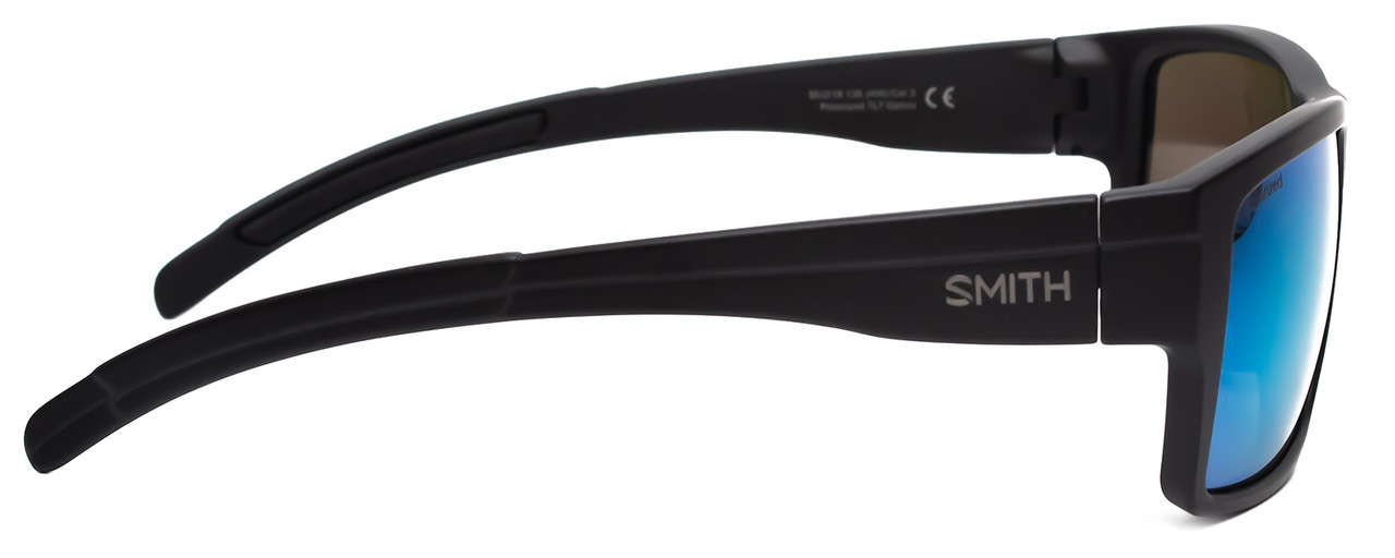 Side View of Smith OUTLIER XL Unisex Square Full Rim Sunglasses Matte Black/Green Mirror 56mm
