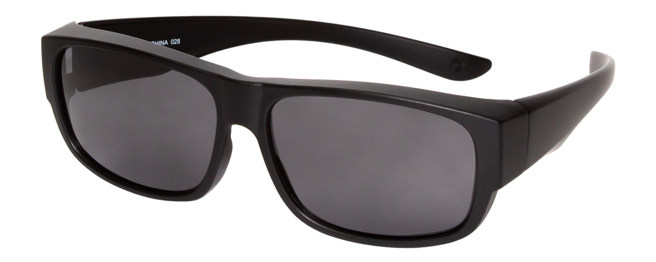 Profile View of Calabria 9011POL Medium Polarized Fitover Sunglasses in Matte Black & Smoke Grey