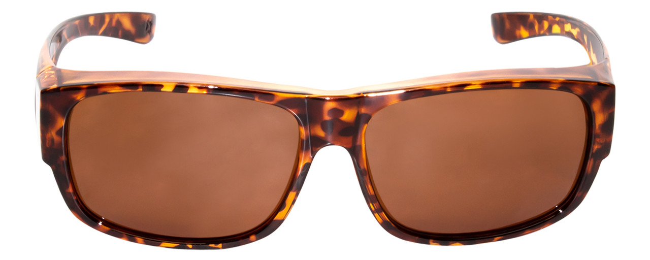 Front View of Calabria 9011POL Medium Polarized Fitover Sunglasses in Gloss Cheetah Gold&Brown