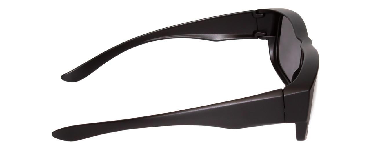 Side View of Calabria 9011POL Medium Polarized Fitover Sunglasses in Matte Black & Smoke Grey