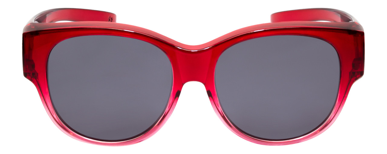 Front View of Calabria 9016 Medium/Large Polarized Fitover Sunglasses in Crystal Red Fade&Grey