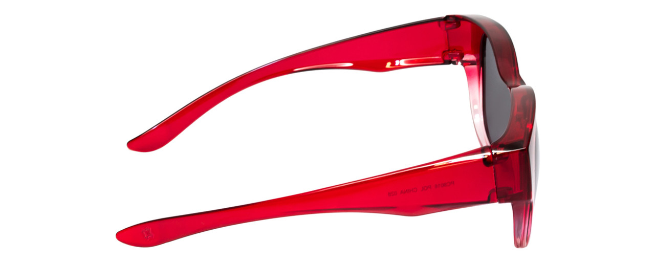 Side View of Calabria 9016 Medium/Large Polarized Fitover Sunglasses in Crystal Red Fade&Grey