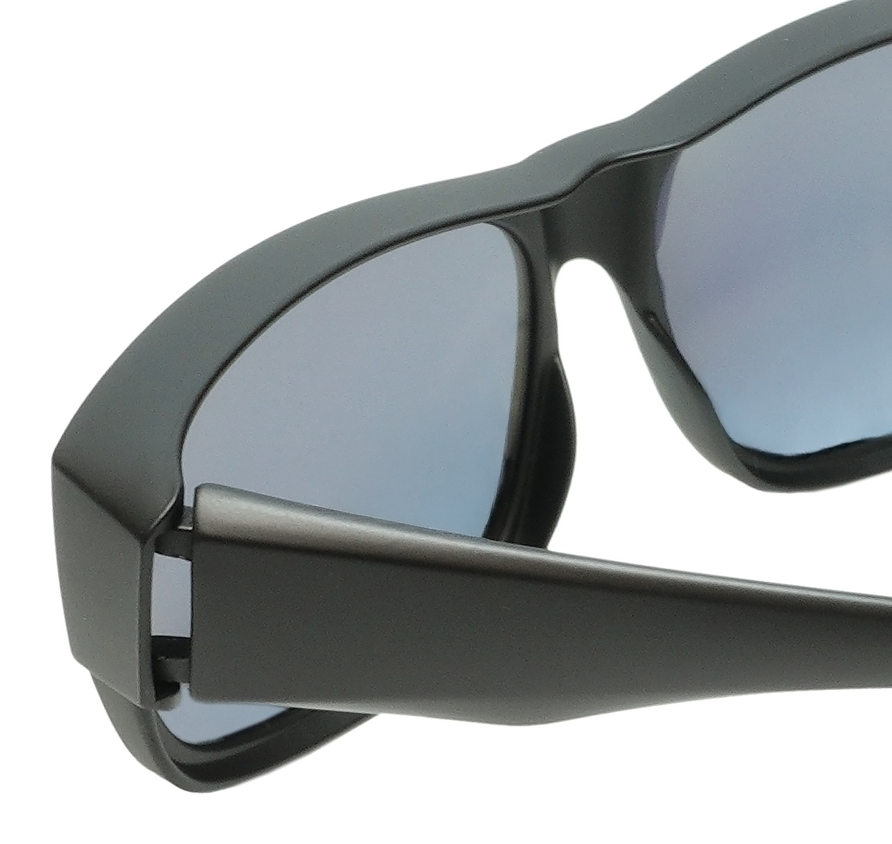 Close Up View of Calabria 9011-RRV Large Polarized Fitover Sunglasses Matte Black & Gold Mirror