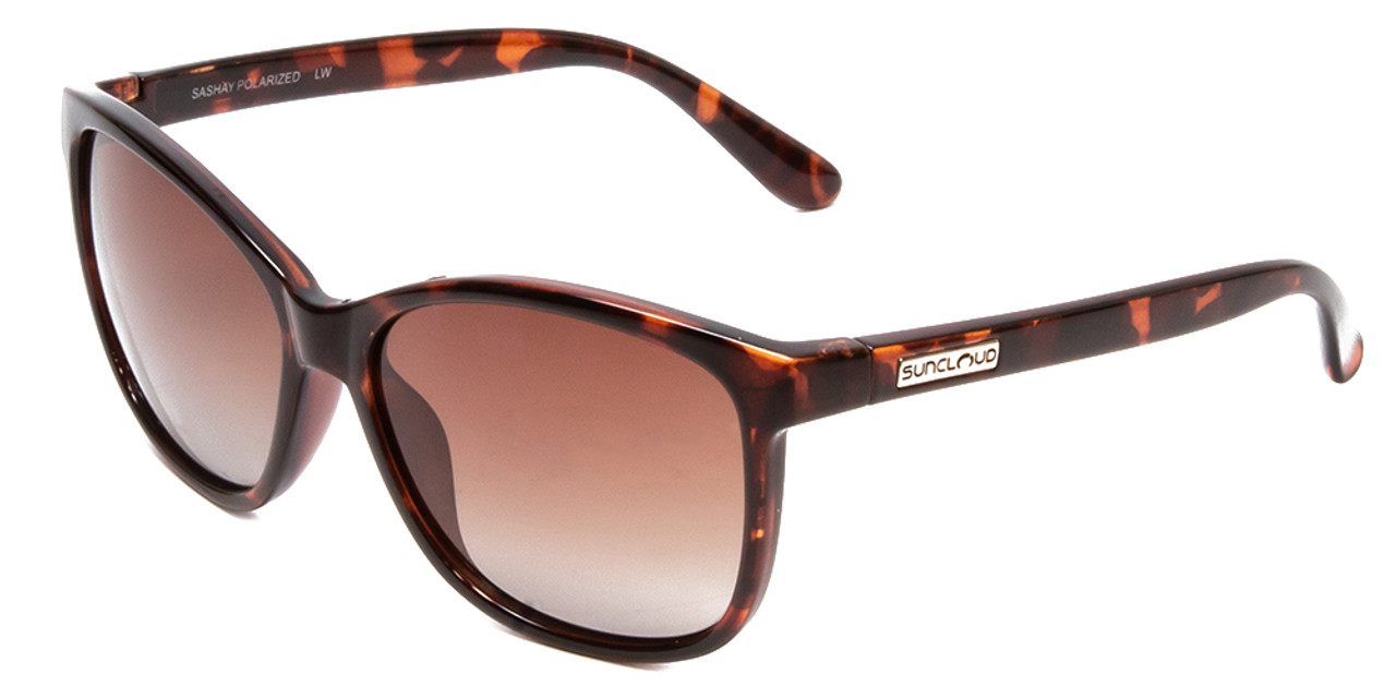 Profile View of Suncloud Sashay Polarized Sunglasses Unisex Acetate Classic Retro in Tortoise Havana & Brown Gradient