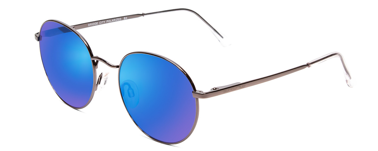 Suncloud Bridge City Polarized Sunglasses Metal Pilot/Pilot in Gunmetal Silver & Blue Mirror