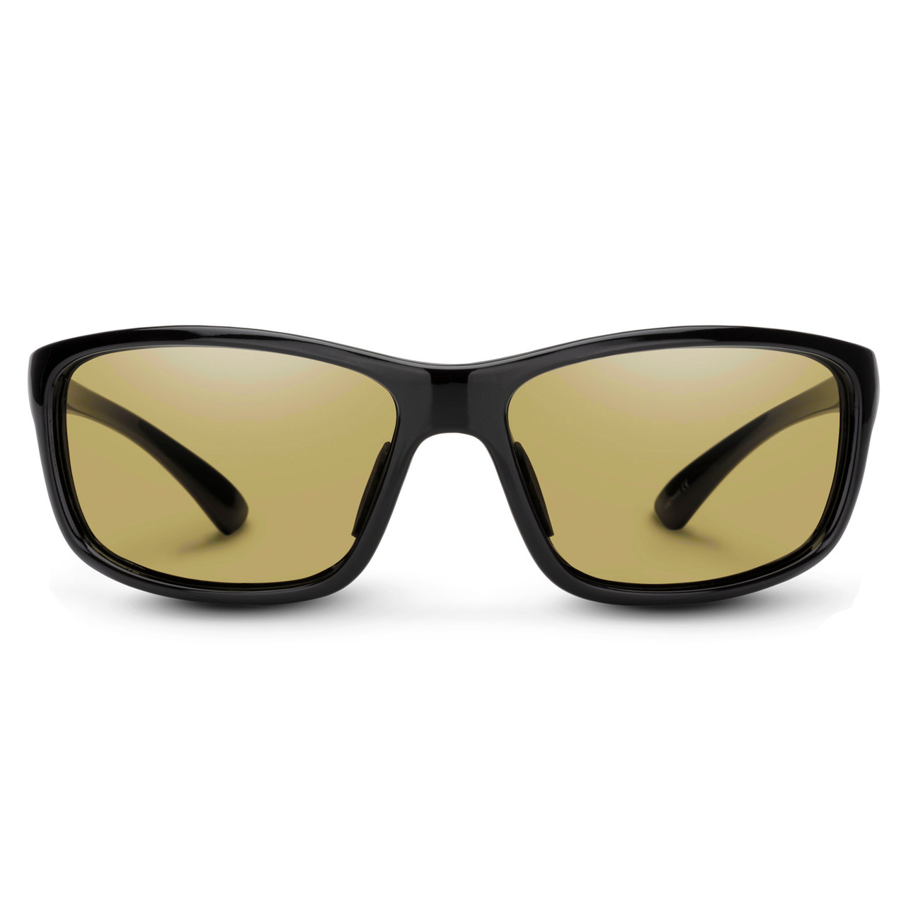 Front View of Suncloud Sentry Polarized Sunglasses by Smith Optics Classic Wrap in Black with Polar Yellow
