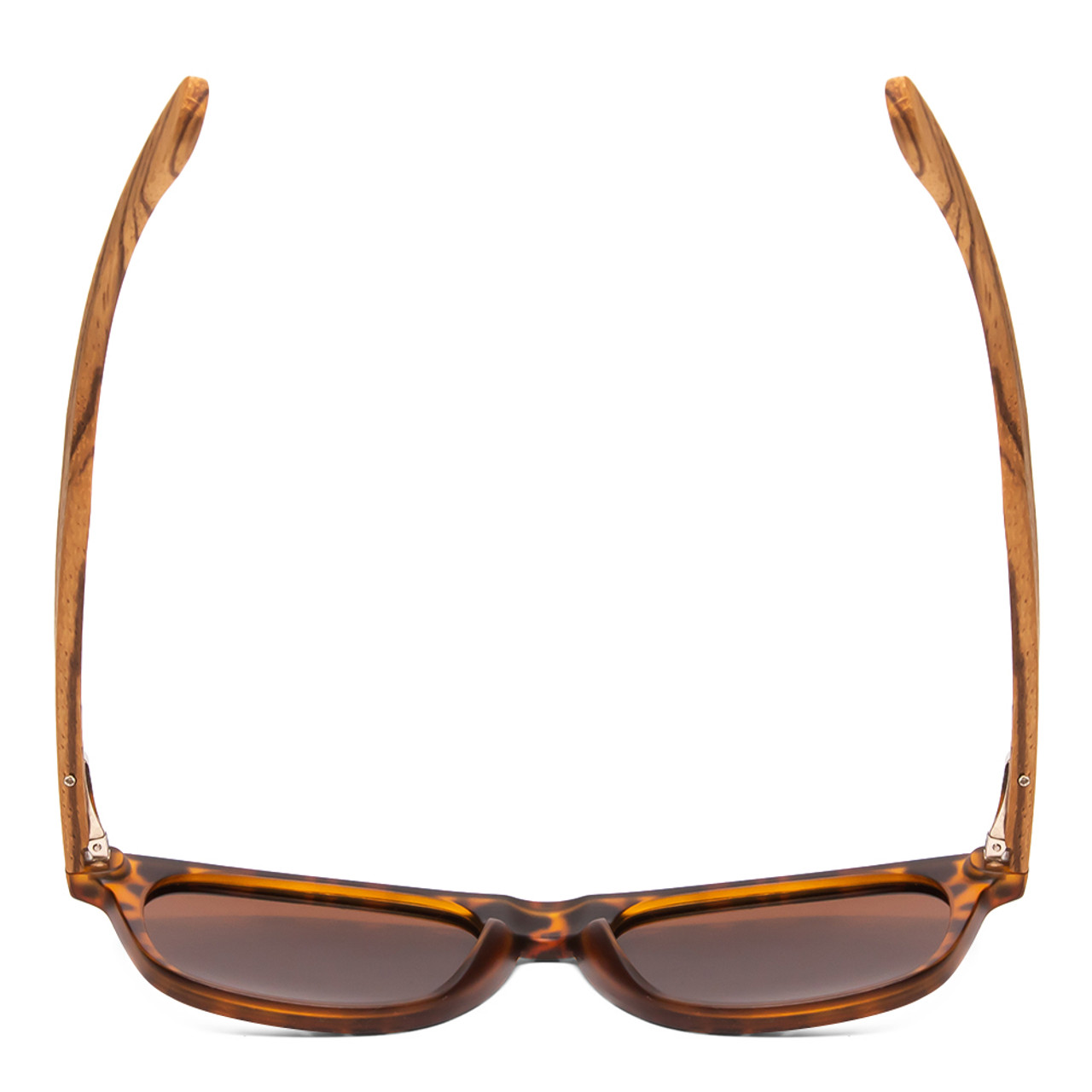 Top View of Coyote Wood Classic Polarized Sunglasses Black Orange Tortoise Walnut/Brown 52mm