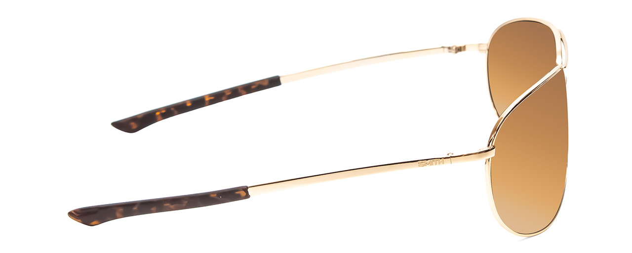 Side View of Smith Optics Serpico Unisex Pilot Sunglasses Gold Tortoise/Polarize Brown 65mm