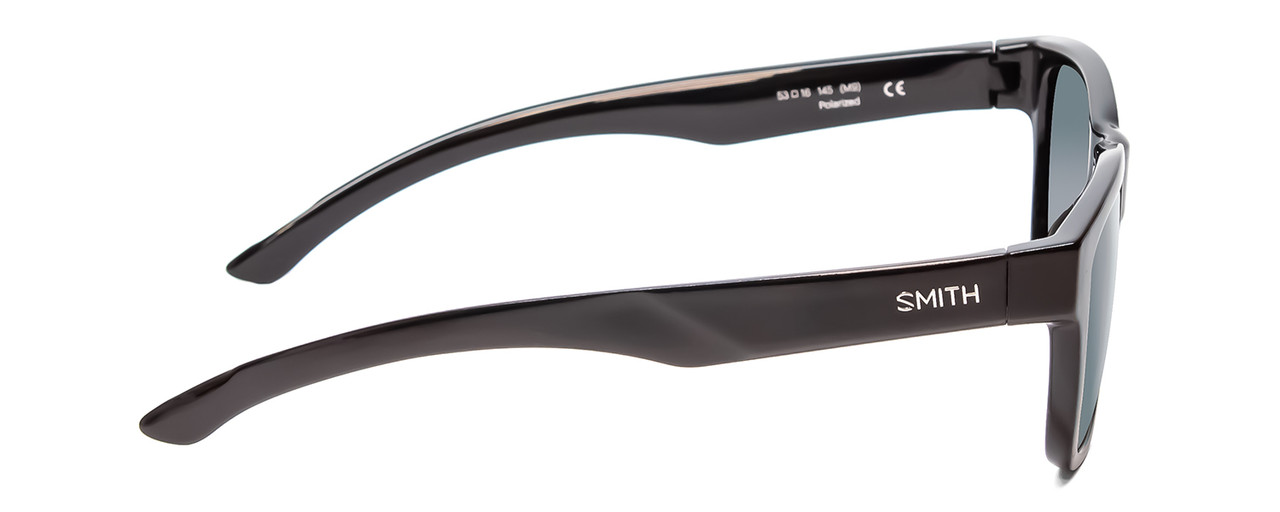 Side View of Smith Lowdown Slim 2 Unisex Classic Sunglasses Gloss Black & Polarized Grey 53mm