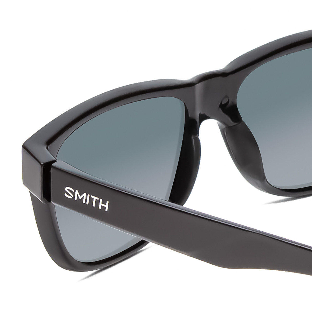 Close Up View of Smith Lowdown Slim 2 Unisex Classic Sunglasses Gloss Black & Polarized Grey 53mm