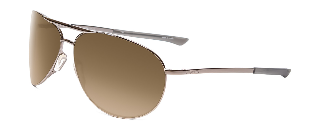 Profile View of Smith Serpico 2 Pilot Sunglasses Gun Metal Silver/CP Polarized Grey Green 65mm