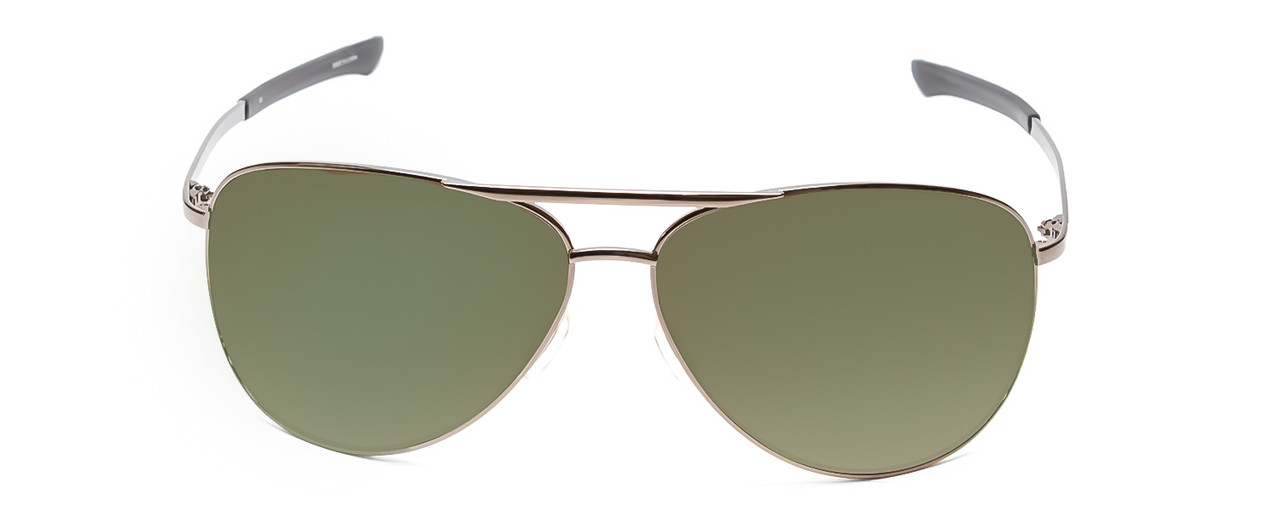 Front View of Smith Serpico 2 Pilot Sunglasses Gun Metal Silver/CP Polarized Grey Green 65mm