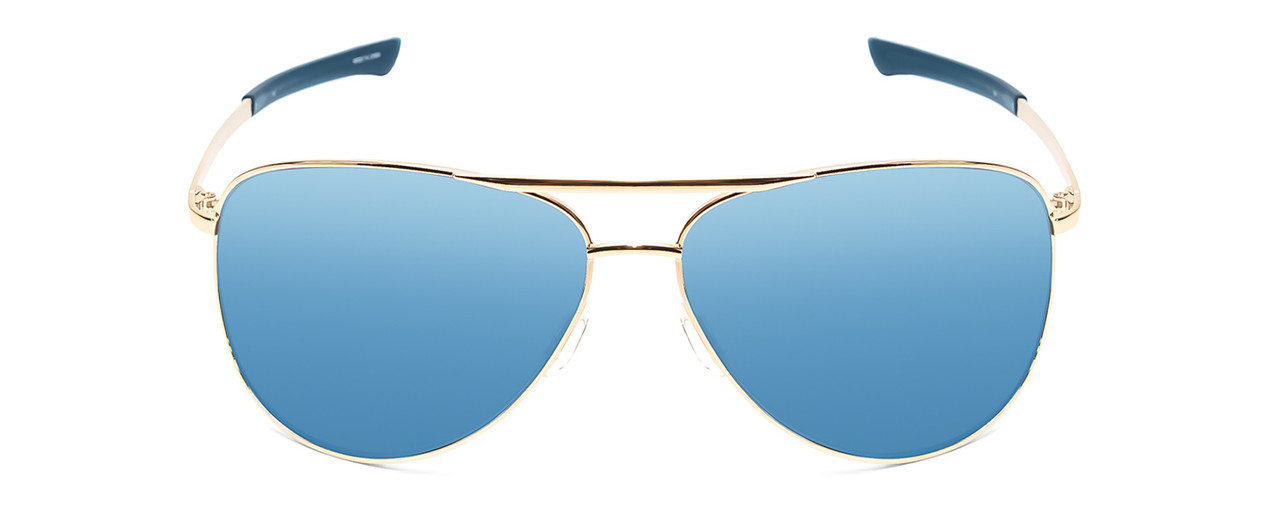 Front View of Smith Serpico 2 Pilot Sunglasses in Gold/Chromapop Polarized Blue Mirror 65 mm