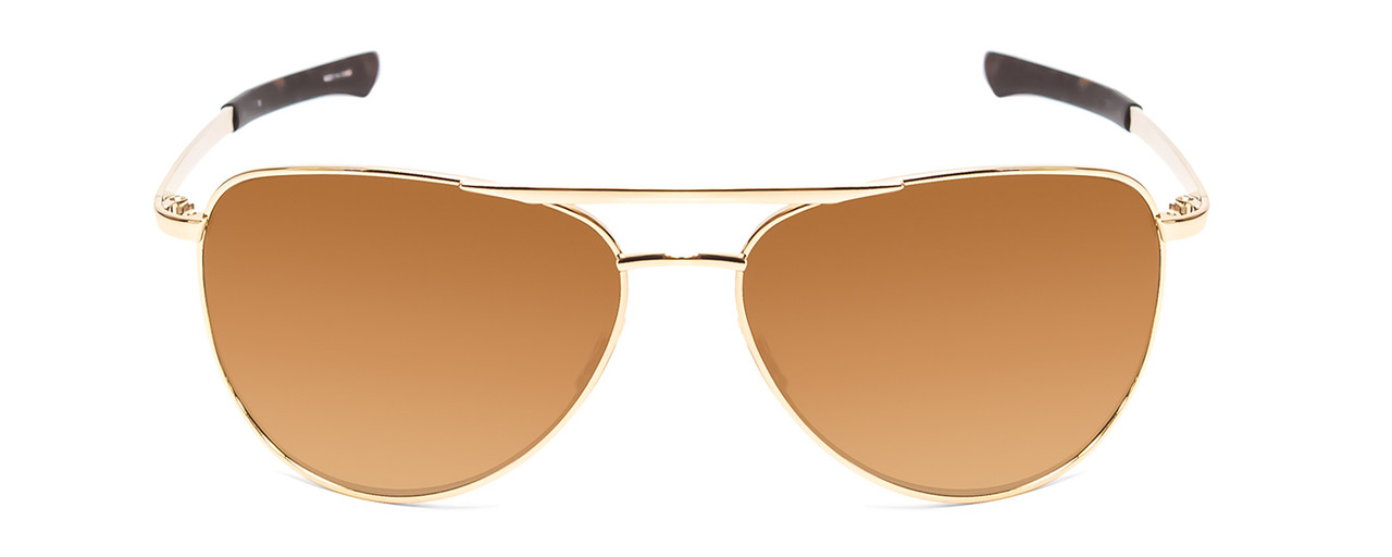 Front View of Smith Serpico Slim 2 Unisex Pilot Sunglasses Gold Tortoise/Polarize Brown 60mm