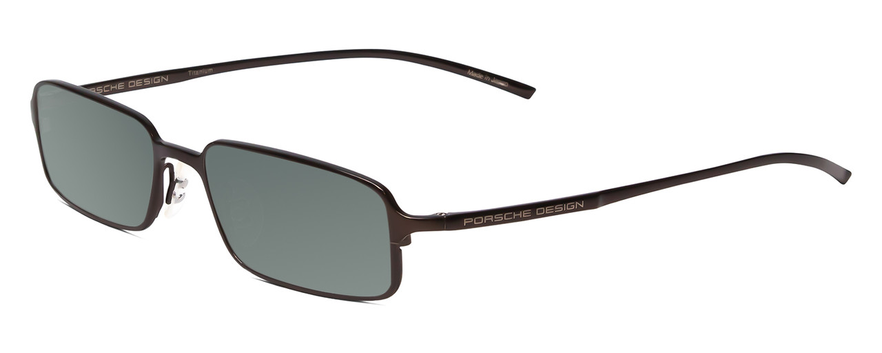 Profile View of Porsche Designs P8185-A Designer Polarized Sunglasses with Custom Cut Smoke Grey Lenses in Black Titanium Unisex Rectangle Full Rim Titanium 52 mm