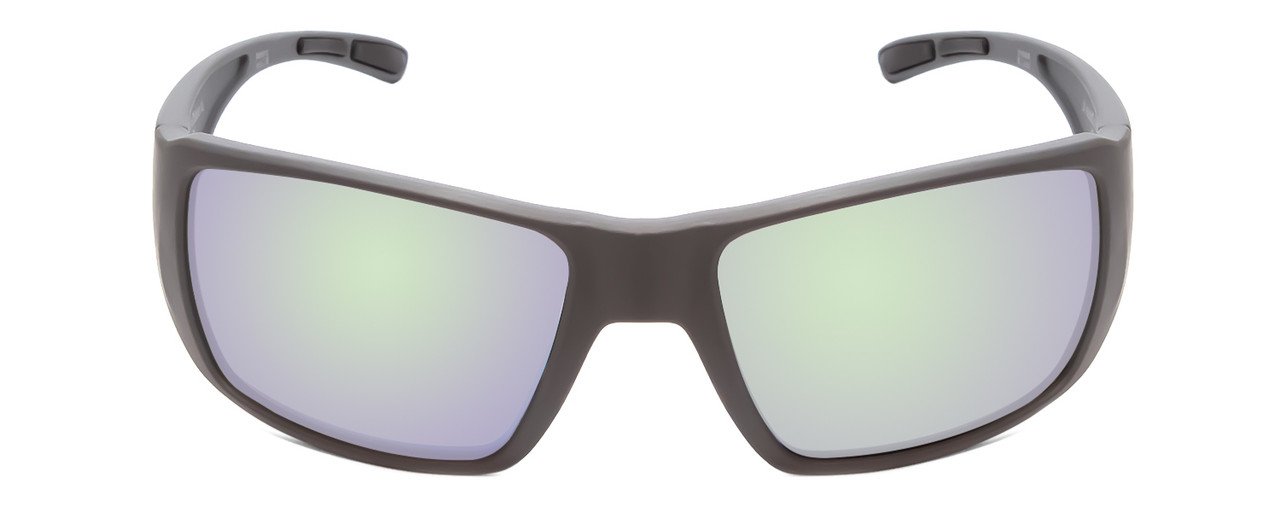 Front View of Smith Guides Choice Sunglasses Matte Grey & CP Glass Polarized Green Mirror 63mm