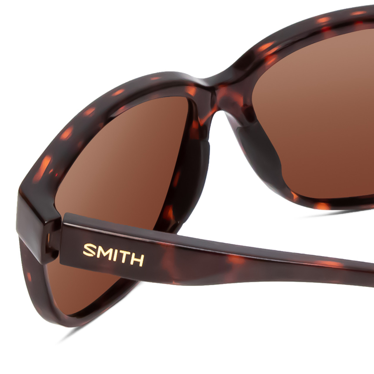 Close Up View of Smith Monterey Cateye Sunglasses Tortoise & CP Glass Polarized Green Mirror 58mm