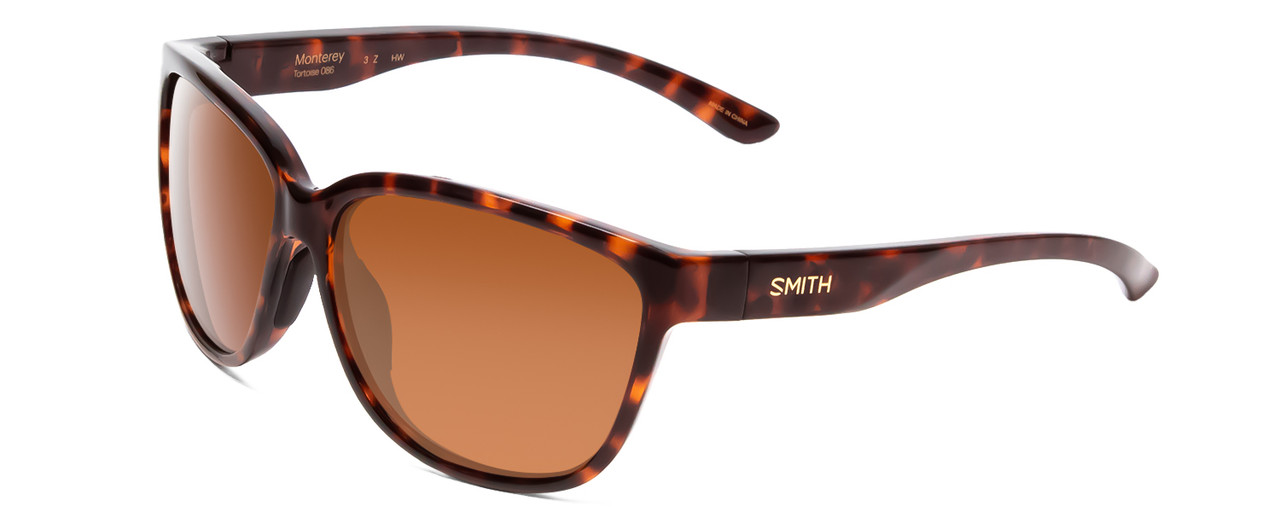 Profile View of Smith Monterey Lady Cateye Sunglasses Tortoise Gold/CP Glass Polarize Brown 58mm