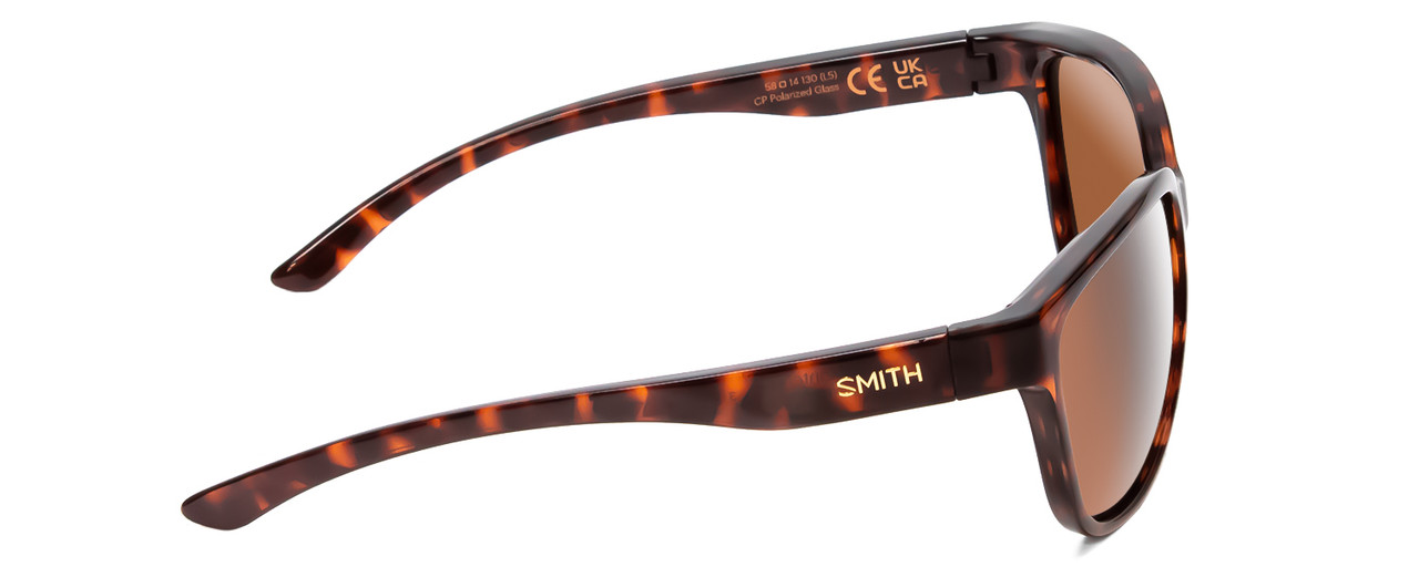 Side View of Smith Monterey Lady Cateye Sunglasses Tortoise Gold/CP Glass Polarize Brown 58mm