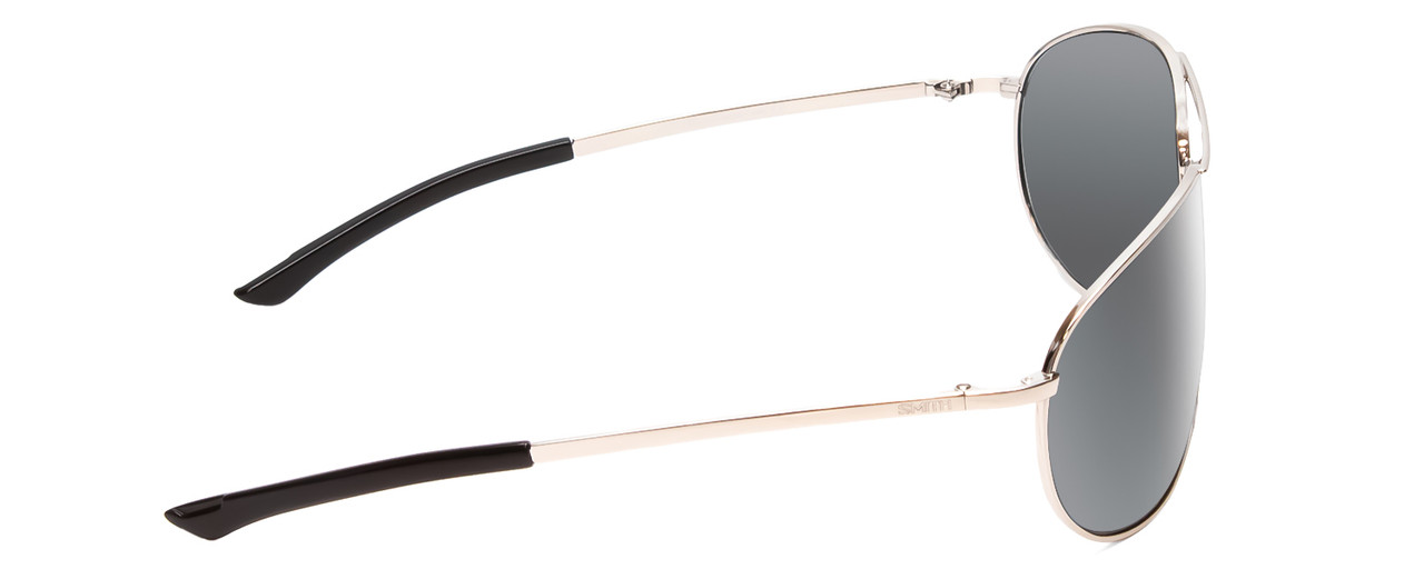 Side View of Smith Optic Serpico 2 Unisex Aviator Sunglasses Silver Black/Polarized Gray 65mm
