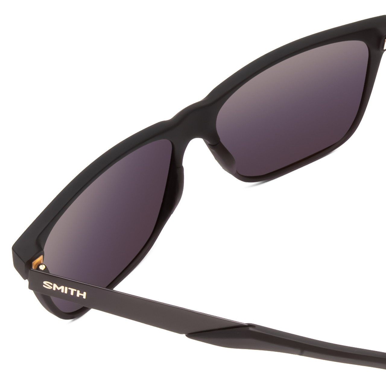 Close Up View of Smith Lowdown Steel XL Sunglasses Matte Black Gold/CP Polarized Black Gold 59 mm