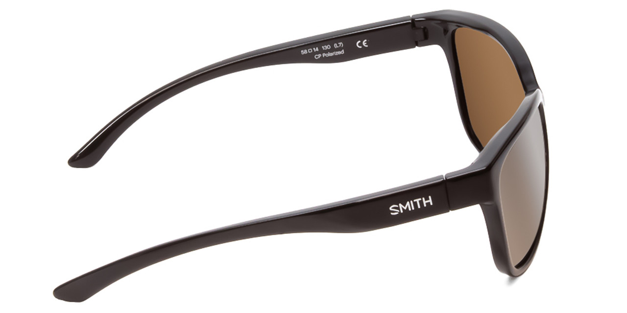 Side View of Smith Monterey Ladies Cateye Sunglasses Gloss Black/CP Polarized Gray Green 58mm