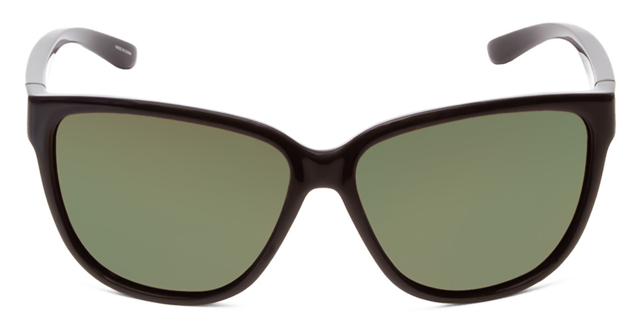 Front View of Smith Monterey Ladies Cateye Sunglasses Gloss Black/CP Polarized Gray Green 58mm