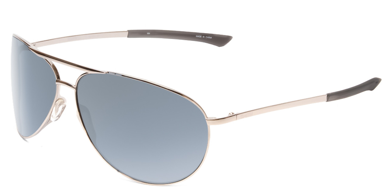 Profile View of Smith Serpico 2 Pilot Sunglasses Silver Black/CP Polarize Platinum Mirror 65mm