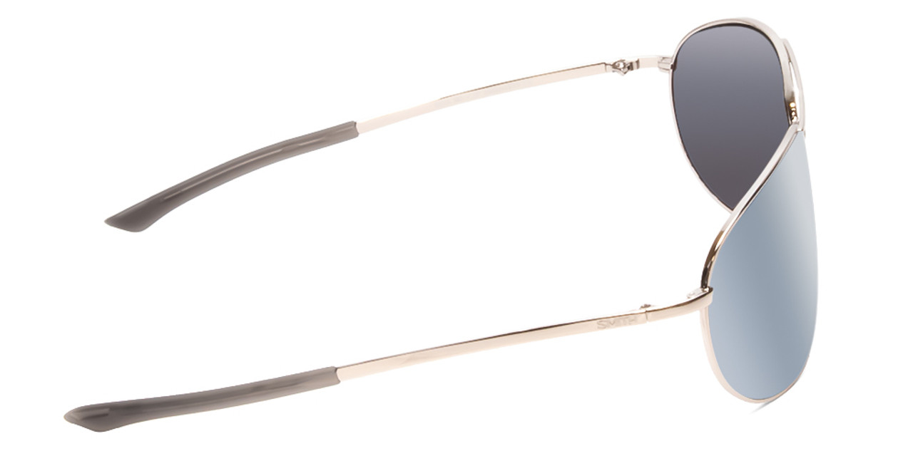 Side View of Smith Serpico 2 Aviator Sunglasses Silver Black/CP Polarize Platinum Mirror 65mm