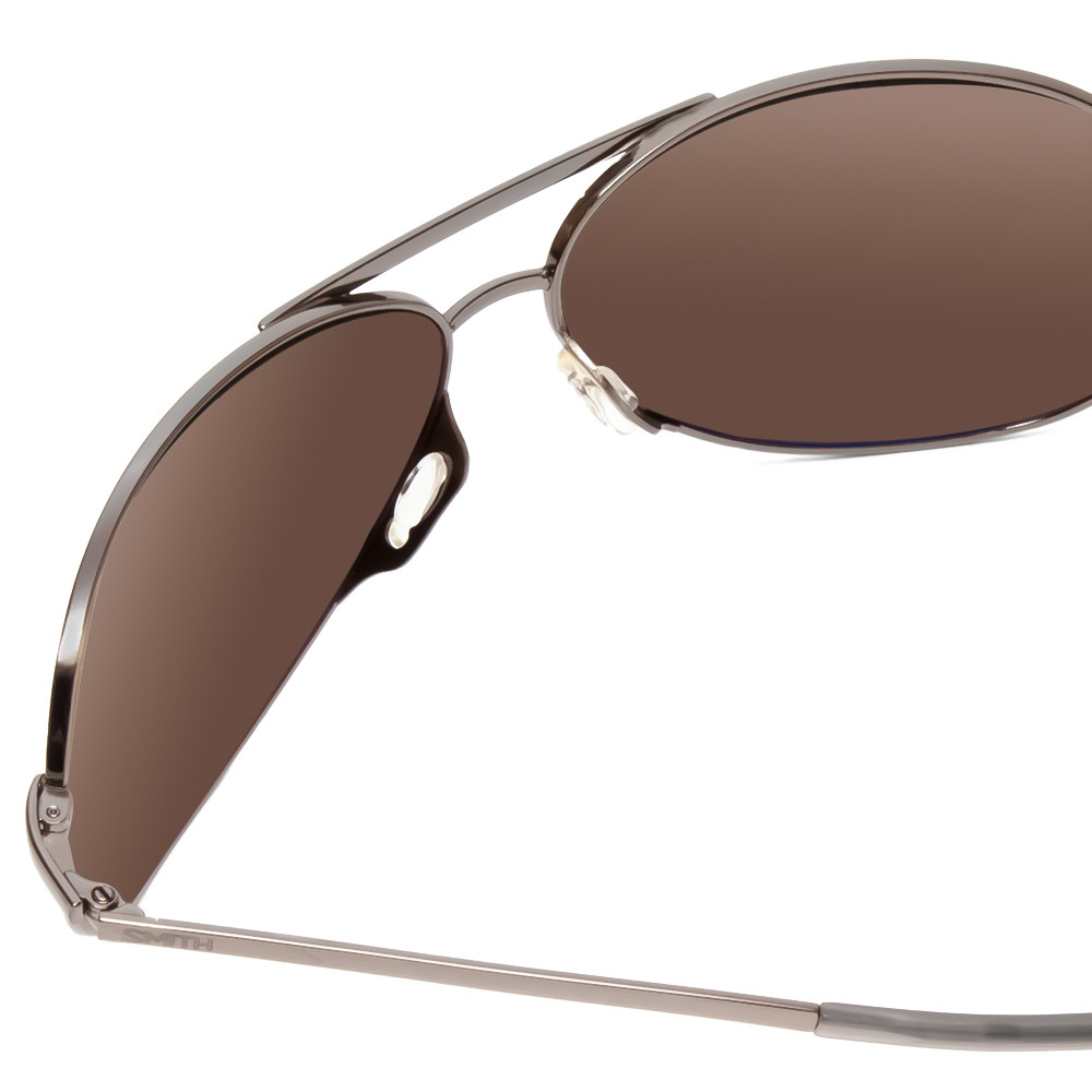 Close Up View of Smith Serpico Slim 2 Pilot Sunglasses Gun Metal w/CP Polarized Gray Green 65mm
