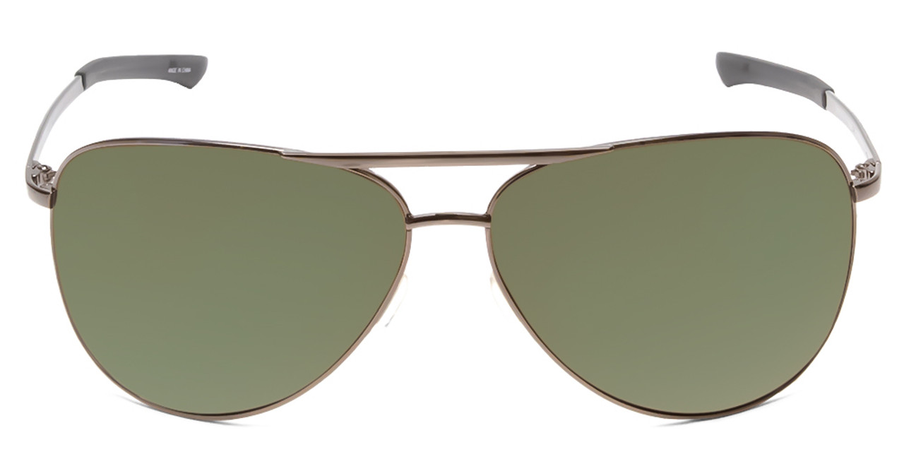 Front View of Smith Serpico Slim 2 Aviator Sunglasses Gun Metal w/CP Polarized Gray Green 65mm